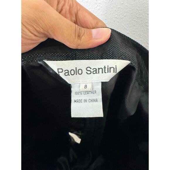 Vintage Paolo Santini Black Leather Pants | Size 8 High Rise - Picture 9 of 10